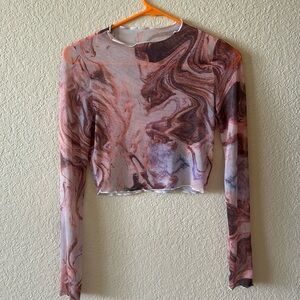 Sheer crop long sleeve